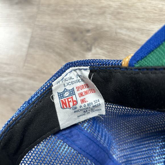 Vintage 1980s Los Angeles Rams Hat Snapback NFL Football Blue Yelow Trucker Cap - Picture 4 of 8